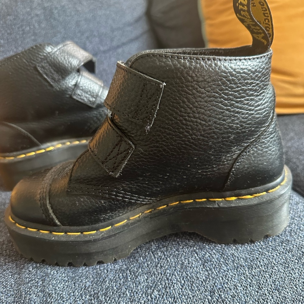 Black Platform Doc Martins with Flower Buckles - Picture 3 of 5